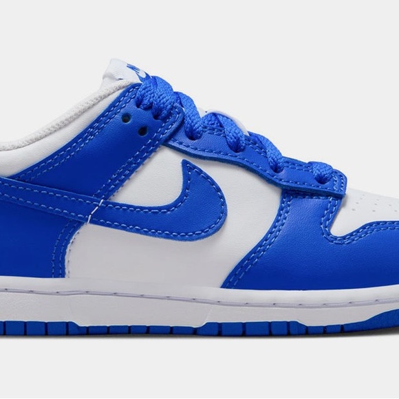 Nike Dunk Low Kids Basketball Sneakers in Blue and White - Picture 1 of 5